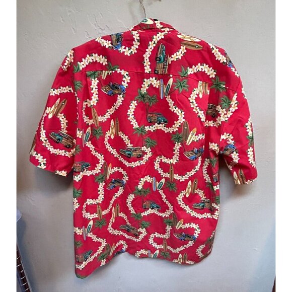 Ho Aloha Men's Hawaiian Floral Button Down Shirt Short Sleeve Red Size Large - Picture 2 of 6